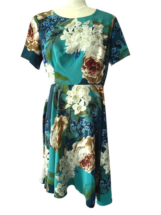 Anthropologie Dresses & Skirts - Anthropologie Corey Lynn Calter Paeonia Dress Teal Floral Fit & Flare Size 8 Cot